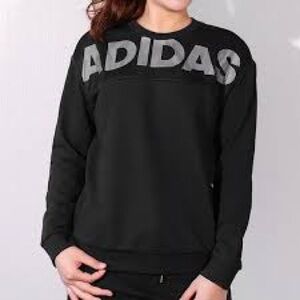 Adidas Black Mesh Logo Crewneck Sweatshirt, Side Zips, Women's Large